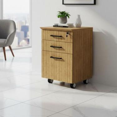 Imagem de Gaveteiro 3 Gavetas com Rodízios ME4196 Tecno Mobili, Amendoa