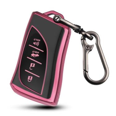 Imagem de MILD EAST Capa de chaveiro adequada para Lexus, capa de chave de proteção TPU com 4 botões compatível com 2018-2025 ES250 ES300h ES350 RX350 UX200 LS500 LS500H LC500 LC500h NX250 NX350 GX550 TX (rosa)