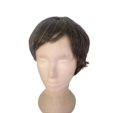 Imagem de Peruca Sintética Grisalha Escura Curta feminina/ masculina - IndiaChin