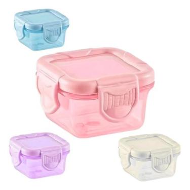 Imagem de Conjunto 4 Mini Potes Coloridos Plástico Tampa E Trava 150ml Colorido 