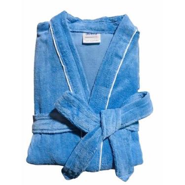 Imagem de Roupão de Banho Briza Veludo Adulto c/ Viés 100% Algodão Manga Curta T