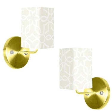 Imagem de Kit 2 Arandela Dourado De Cupula Quadrada Elos Bege - MARRYLUZ