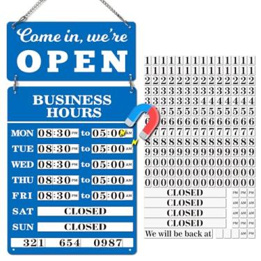 Imagem de Placa magnética mutável de horário comercial, placas de metal de funcionamento para negócios, sinal de horário de loja para porta ou janela de vidro (BL-hour & open/close)