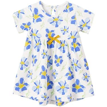 Imagem de pureborn Vestido para bebês de 0 a 24 meses, Azul Daze-1, 9-12 Meses