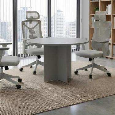 Imagem de Mesa Reunião Redonda 110cm x 110cm 4 Lugares Pés Painel para Escritóri