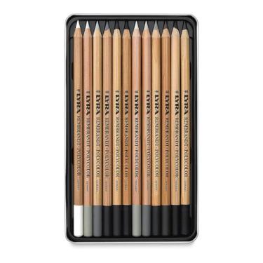 Imagem de Estojo de Metal de Lápis de Cor em Tons de Cinza, Lyra, 2001122, Rembrandt Polycolor, 12 Unidades