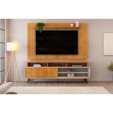 Imagem de Rack Bancada c/ Painel p/ TV até 65 Pol Lume/Flow Ripado Porta e Nicho