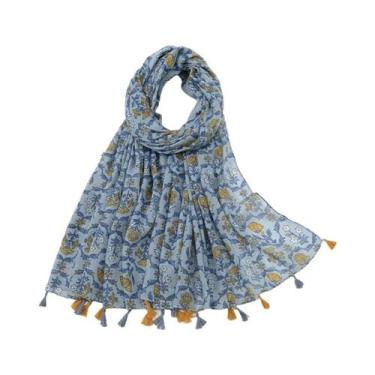 Imagem de Cachecol Floral De Viscose Para Mulheres 180x90cm, Pashmina Fina Para 