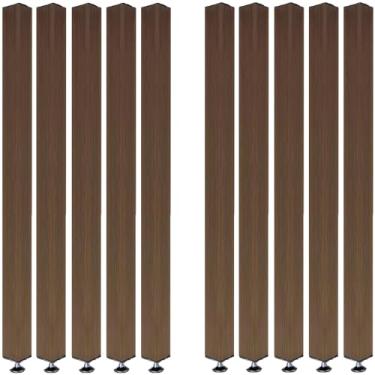 Imagem de Divisória de sala de ripas de madeira ajustável - Divisória rústica do chão ao teto para varanda, escada, sala de estar, corredor, pátio - Pacote com 10 (195 cm)