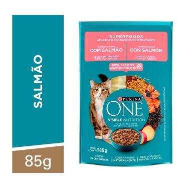 Imagem de Ração Úmida Purina One Gatos Adultos e Filhotes Salmão 85g