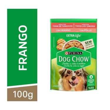 Imagem de Ração Úmida para Cães Adultos de Todos Os Tamanhos Extralife Sabor Frango Dog Chow Sachê 100G