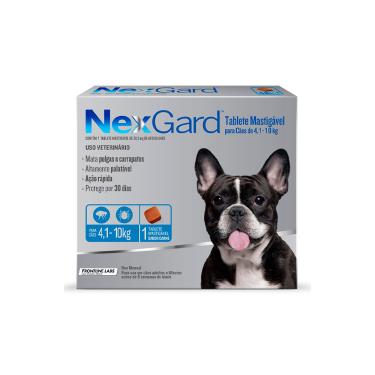 Imagem de Antipulgas e Carrapatos 28,3 mg para Cães de 4,1 a 10 Kg 1 comprimido NexGard