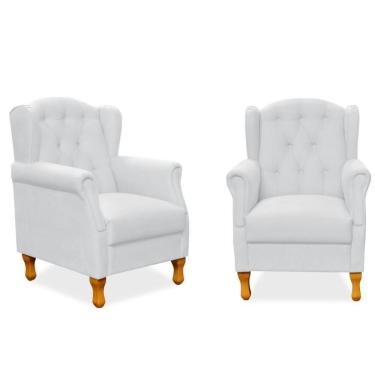 Imagem de Kit 02 Poltronas Para Sala De Estar Yara P02 Corino Branco