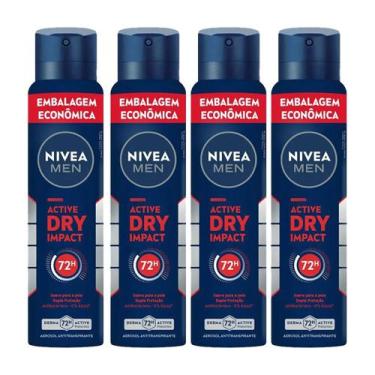 Imagem de Kit Desodorante Aerosol Nivea Dry Impact For Men 200ml - 4 unidades