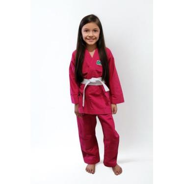 Imagem de kimono Infantil Judô reforçado em Brim + Faixa - Glulan Kimonos, Rosa,