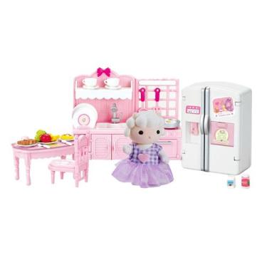 Imagem de Kit Casinha De Bonecas Cozinha Miniatura Com Boneca Ovelha Zoop Toys