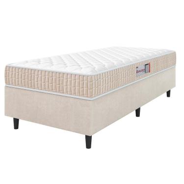Imagem de Cama Box Colchão Solteiro Espuma D33 New Millenium 88x57cm Branco/bege Hellen Bege/bco
