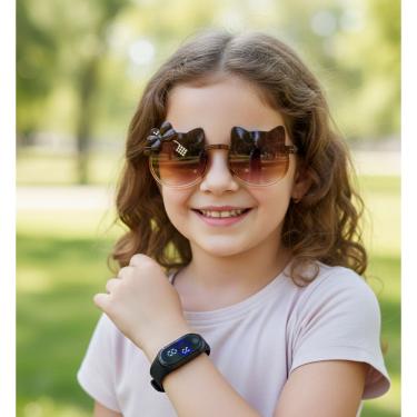 Imagem de Kit Relógio Digital Bracelete Silicone ajustável Menina + Óculos de Sol Gatinho Hello Kitty com Laço Protenção Uv400