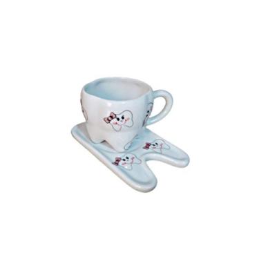 Imagem de xicara de cafe com pires em Formato de dente de Porcelana - Decore Cas