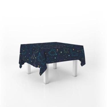 Imagem de Toalha De Mesa Quadrada Infantil Tecido Oxford Dinossauros Neon - 140x