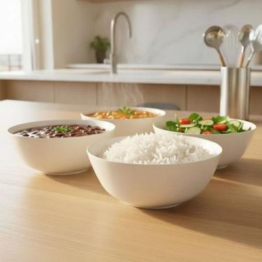 Imagem de Saladeira Tigela Bowl Redondo Branco Opalina 1,5L Kit 8pçs - Gici Home