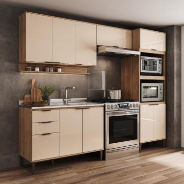 Imagem de Armário De Cozinha Completa C Balcão Miami Box Carraro Off White C Freijó