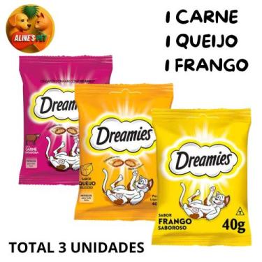 Imagem de Dreamies 40g petisco para gato 1 carne, 1 frango e 1 queijo kit 3 un -