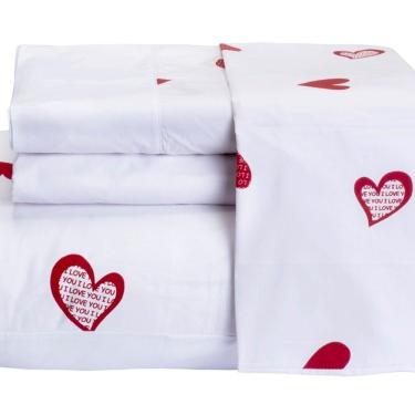 Imagem de Jogo De Cama Desire Casal Padrão 4 Peças Percal 200 Fios 100% Algodão - Estampa Love