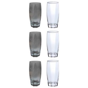 Imagem de Jogo Copo Vidro Florida 3-Cinza 3-Transparente Chique 370ml - PRATICAS