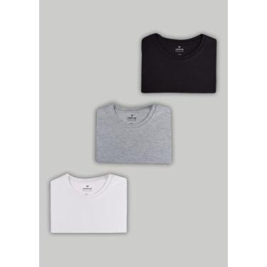 Imagem de Kit Com 3 Camisetas Femininas Básicas - Hering, XG, Branco, Preto, Cin