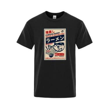 Imagem de Camiseta Masculina Oversize Puffer Fish Ramen Com Menu Japonês, Camise
