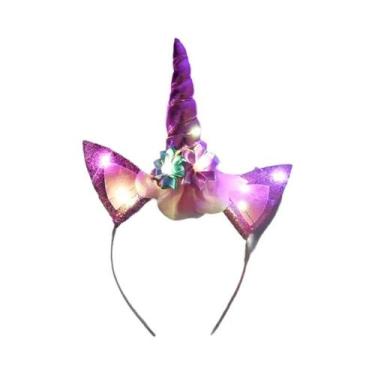 Imagem de Tiara De Unicórnio Para Meninas Com Luz Para Festa De Aniversário, Chá