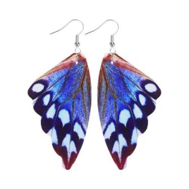 Imagem de Brincos Grandes De Acrílico Coloridos Em Formato De Asas De Borboleta,