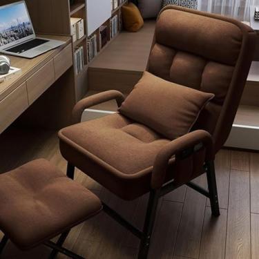 Imagem de Poltrona de destaque com apoio para os pés, cadeira preguiçosa lounge moderna com encosto ajustável em 6 posições e estrutura de metal, sofá de leitura confortável com bolsos laterais para s