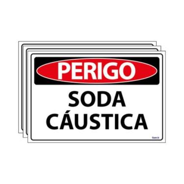 Imagem de Combo 3 Placas De Sinalização Perigo Soda Cáustica 30x20 Ecom IA - SP1