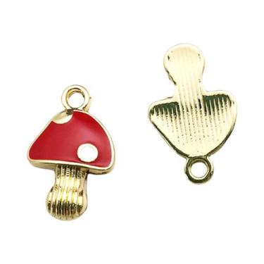 Imagem de Pingentes De Cogumelo Esmaltados Vermelhos 10 Peças, Pingentes De Plan
