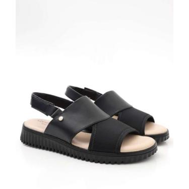 Imagem de Sandália Feminina Flatform Tiras Comfortflex Preto-37049, 37, Preto