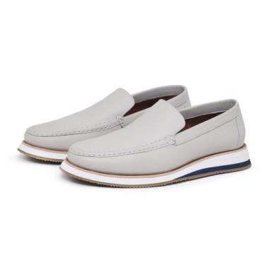 Imagem de Mocassim Masculino em Couro Sola Jogging Cooper - M&D STORE, Off white