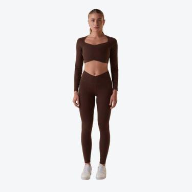 Imagem de Calça Legging Fila Touch Gym Feminina Marrom, GG