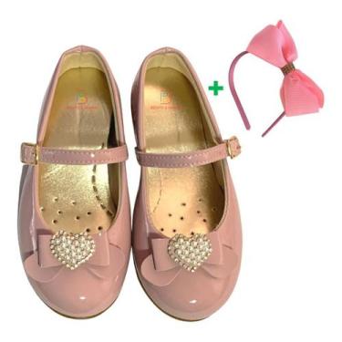 Imagem de Sapatilha Infantil Boneca Daminha Rasteirinha Coração Strass - Pequeno