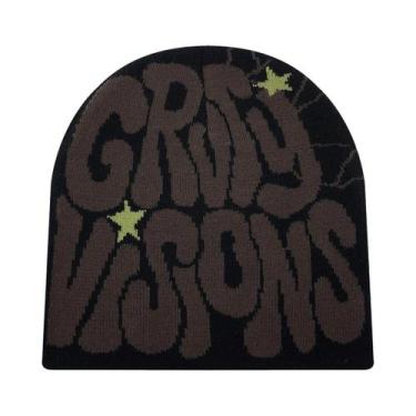 Imagem de Gorro Unissex De Acrílico Com Letra GR Em Jacquard, Estilo Europeu-Ame