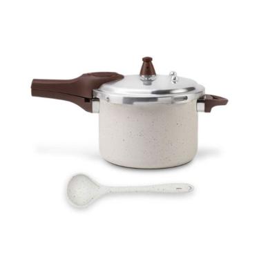 Imagem de Panela de Pressão Indução Brinox Antiaderente Ceramic Life Pressure 4,2L + Concha Vanilla