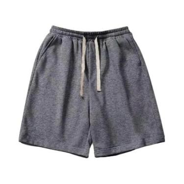 Imagem de Shorts Esportivos Masculinos Soltos De Algodão Preto Puro Para Todas a