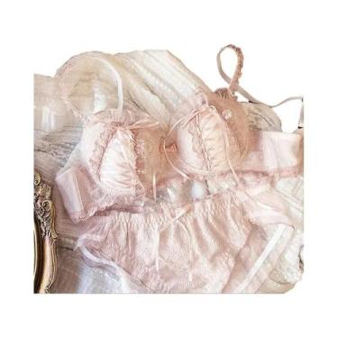 Imagem de Conjunto De Sutiã Sexy Com Renda Para Mulheres, Sem Arame, Para Seios 