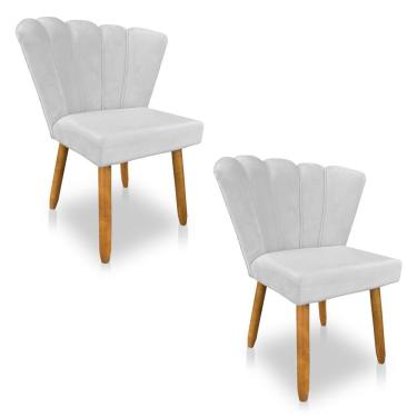 Imagem de Kit 2 Cadeiras Poltrona Flor Veludo Encosto com Braços Cinza Pallazio