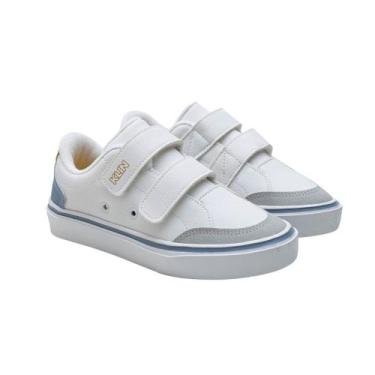Imagem de Tênis Infantil Casual Klin Branco E Azul, Branco, Azul, Mel, 26