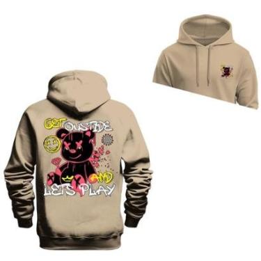 Imagem de Moletom Canguru Blusa De Frio Confortável Estampado Ouside Lest Play Frente e Costas-Unissex