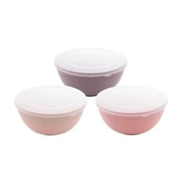 Imagem de Jogo De Bowls De Bambu Com Tampa Lyor 3 peças Sortido Colorido