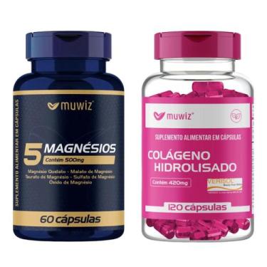Imagem de Colágeno Verisol 420mg 120 Cápsulas e Magnésio 5 Fontes Quelato, Malat