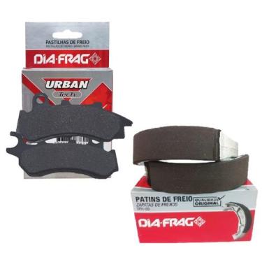 Imagem de Kit Pastilhas e Lonas de Freio Biz 125 Combi Brake 2018 A 2024 Diafrag